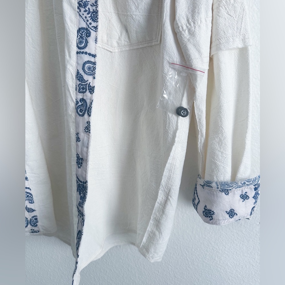 NWOT Free People We The Free Two To One Shirt Ivory Combo Size Large - Picture 7 of 12